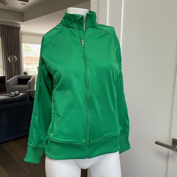 Levelwear Full Zip Hi Collar Athletic Poly Jacket w Ribbed Cuff + Hem Green Sz S - Picture 1 of 9
